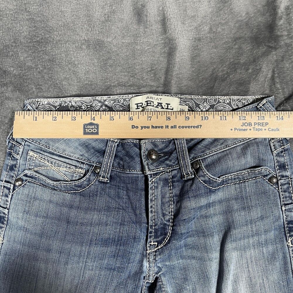 Ariat Jeans Womens 26R Blue Light Wash Mid Rise Straight Rainstorm Denim - Picture 3 of 10